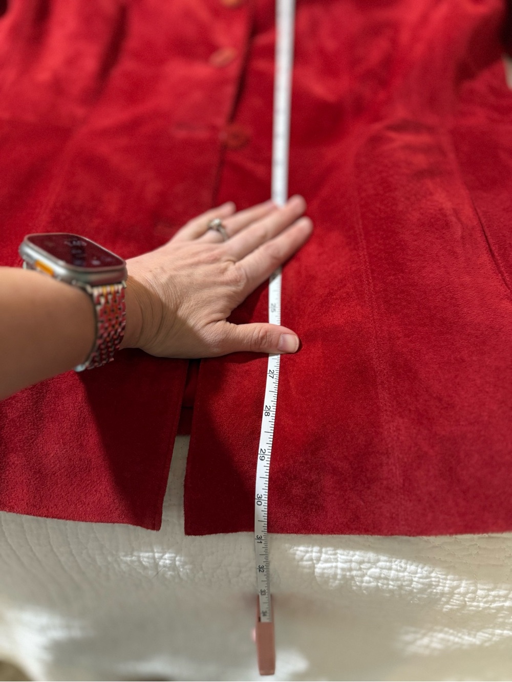 le chate Women’s Red Suede Blazer Jacket - Picture 11 of 13